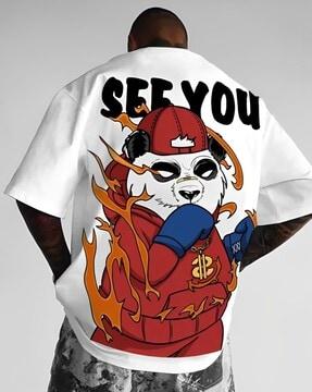 men graphic print oversized crew-neck t-shirt