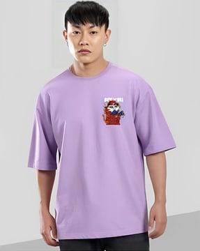 men graphic print oversized crew-neck t-shirt