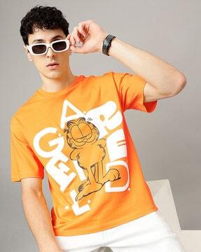 men graphic print oversized crew-neck t-shirt