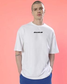 men graphic print oversized crew-neck t-shirt