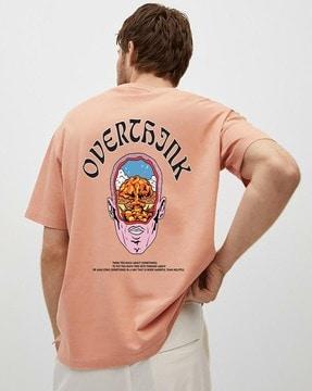 men graphic print oversized crew-neck t-shirt