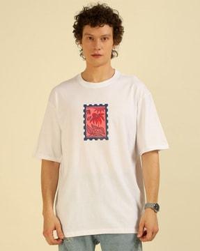 men graphic print oversized crew-neck t-shirt