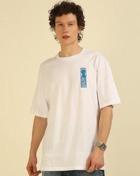 men graphic print oversized crew-neck t-shirt