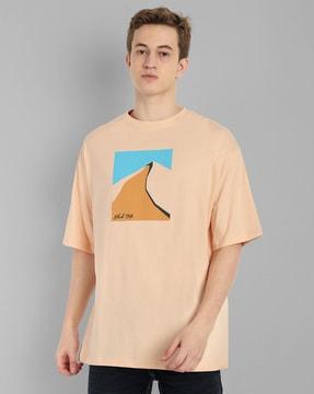 men graphic print oversized crew-neck t-shirt