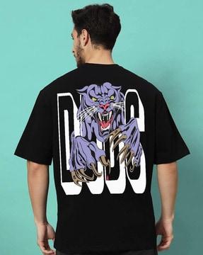 men graphic print oversized crew-neck t-shirt