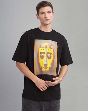 men graphic print oversized crew-neck t-shirt