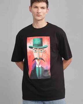 men graphic print oversized crew-neck t-shirt