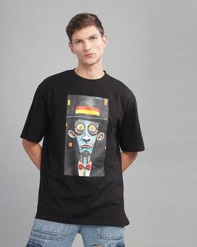 men graphic print oversized crew-neck t-shirt