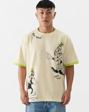 men graphic print oversized crew-neck t-shirt