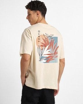 men graphic print oversized crew-neck t-shirt