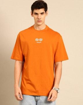 men graphic print oversized fit crew-neck t-shirt