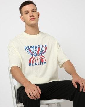 men graphic print oversized fit crew-neck t-shirt