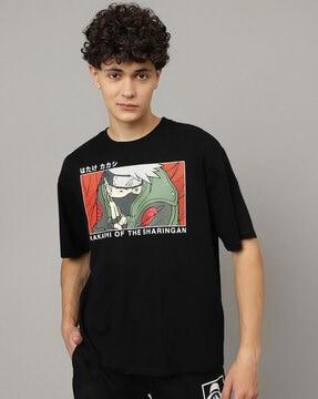 men graphic print oversized fit crew-neck t-shirt