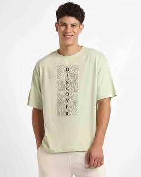 men graphic print oversized fit crew-neck t-shirt