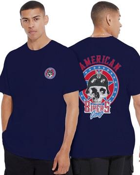 men graphic print oversized fit crew-neck t-shirt