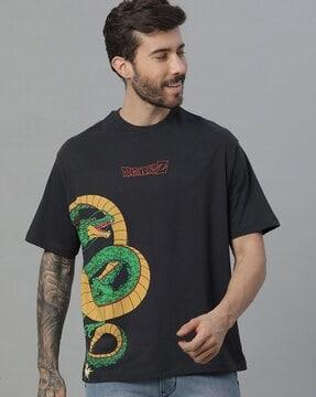 men graphic print oversized fit crew-neck t-shirt