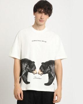 men graphic print oversized fit crew-neck t-shirt