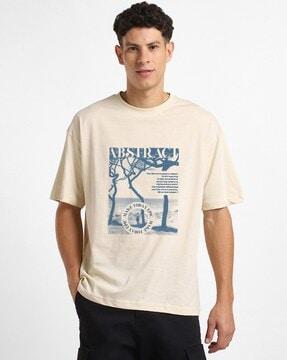 men graphic print oversized fit crew-neck t-shirt