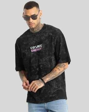 men graphic print oversized fit crew-neck t-shirt