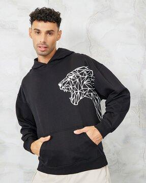 men graphic print oversized fit hoodie