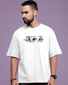 men graphic print oversized fit round-neck t-shirt