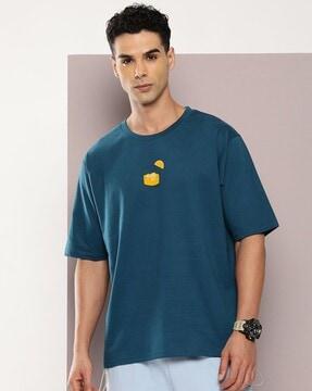 men graphic print oversized fit round-neck t-shirt