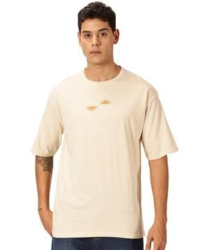 men graphic print oversized fit round-neck t-shirt