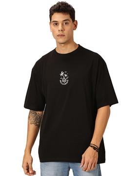 men graphic print oversized fit round-neck t-shirt