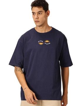 men graphic print oversized fit round-neck t-shirt