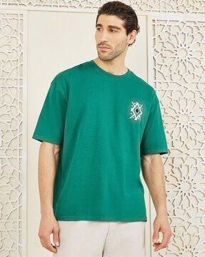 men graphic print oversized fit round-neck t-shirt