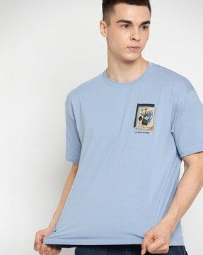 men graphic print oversized fit round-neck t-shirt