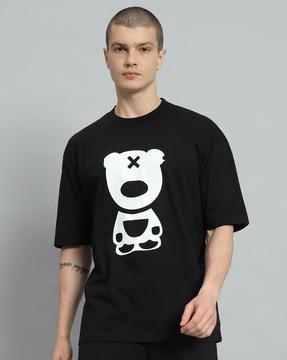 men graphic print oversized fit round-neck t-shirt