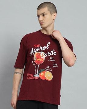 men graphic print oversized fit round-neck t-shirt