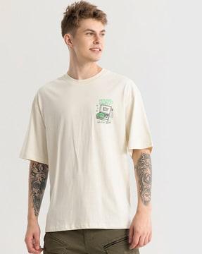 men graphic print oversized fit round-neck t-shirt