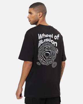 men graphic print oversized fit round-neck t-shirt