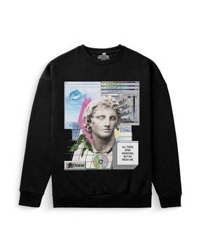 men graphic print oversized fit sweatshirt