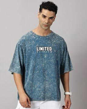 men graphic print oversized round-neck t-shirt