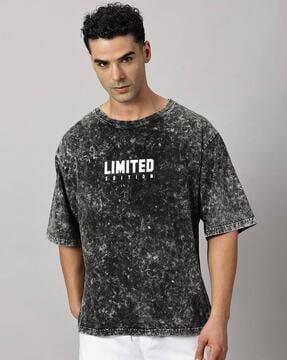 men graphic print oversized round-neck t-shirt