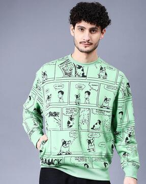 men graphic print oversized sweatshirt