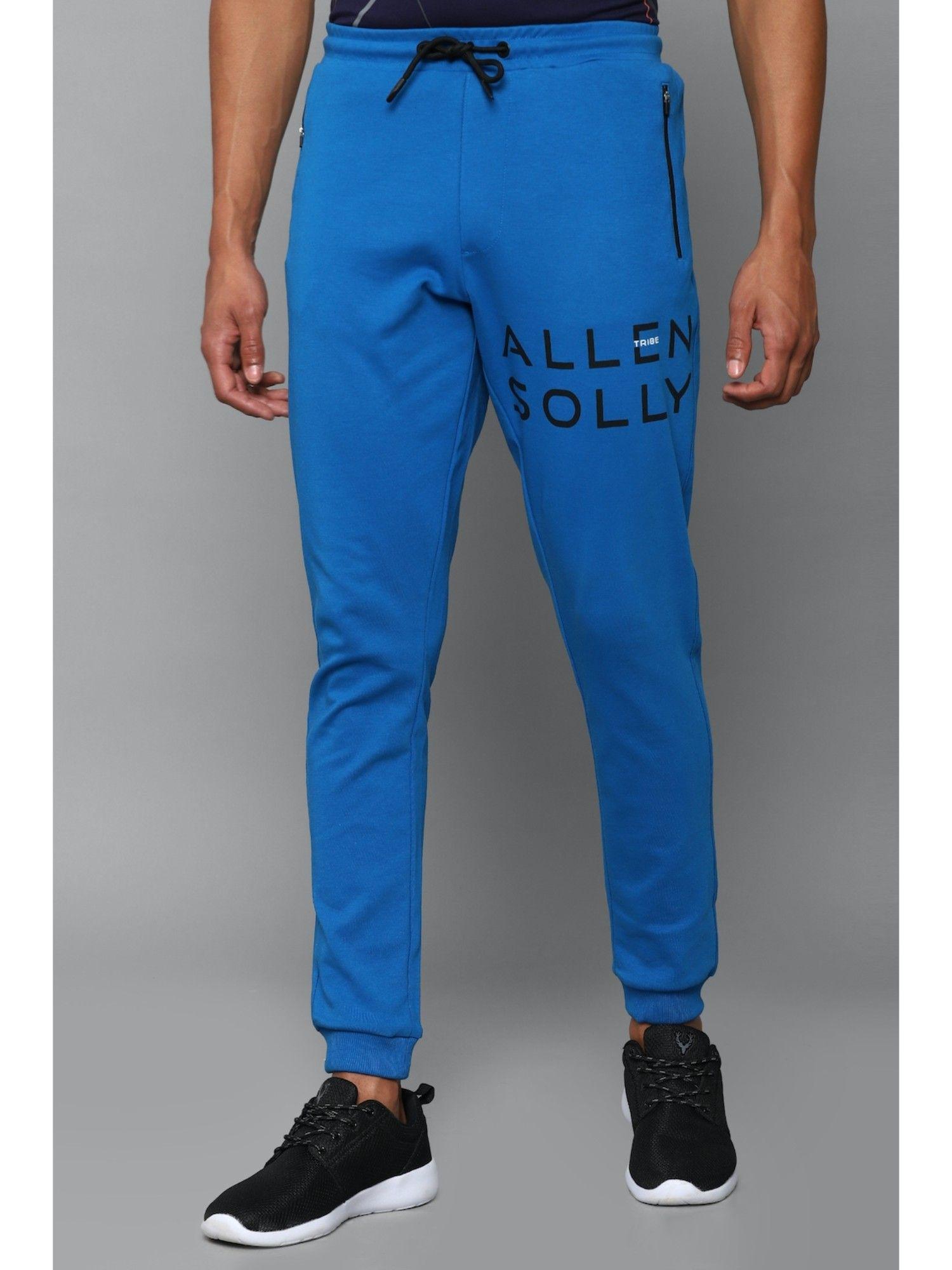 men graphic print regular fit blue jogger pants