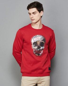 men graphic print regular fit crew-neck sweatshirt