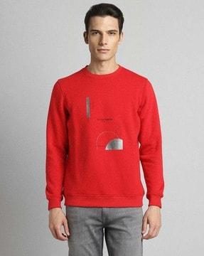 men graphic print regular fit crew-neck sweatshirt