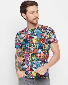 men graphic print regular fit crew-neck t-shirt