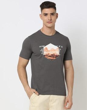 men graphic print regular fit crew-neck t-shirt