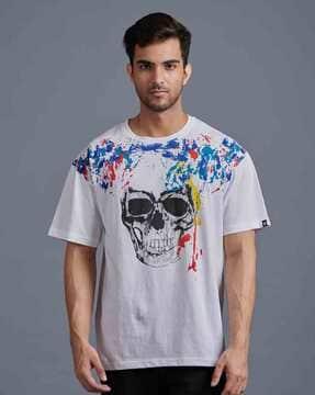 men graphic print regular fit crew-neck t-shirt