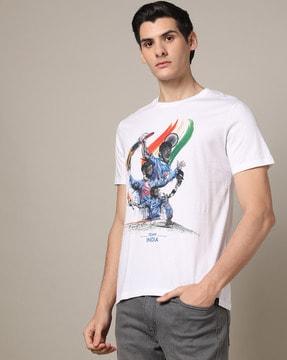 men graphic print regular fit crew-neck t-shirt