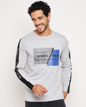 men graphic print regular fit crew-neck t-shirt