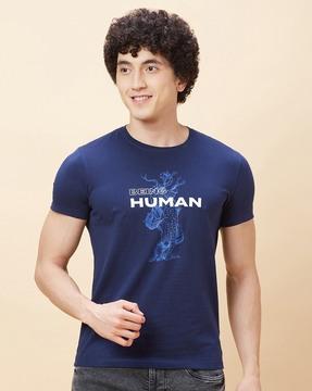 men graphic print regular fit crew-neck t-shirt