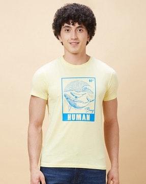 men graphic print regular fit crew-neck t-shirt