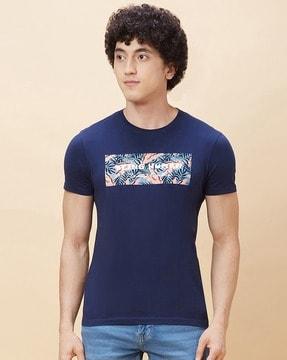 men graphic print regular fit crew-neck t-shirt